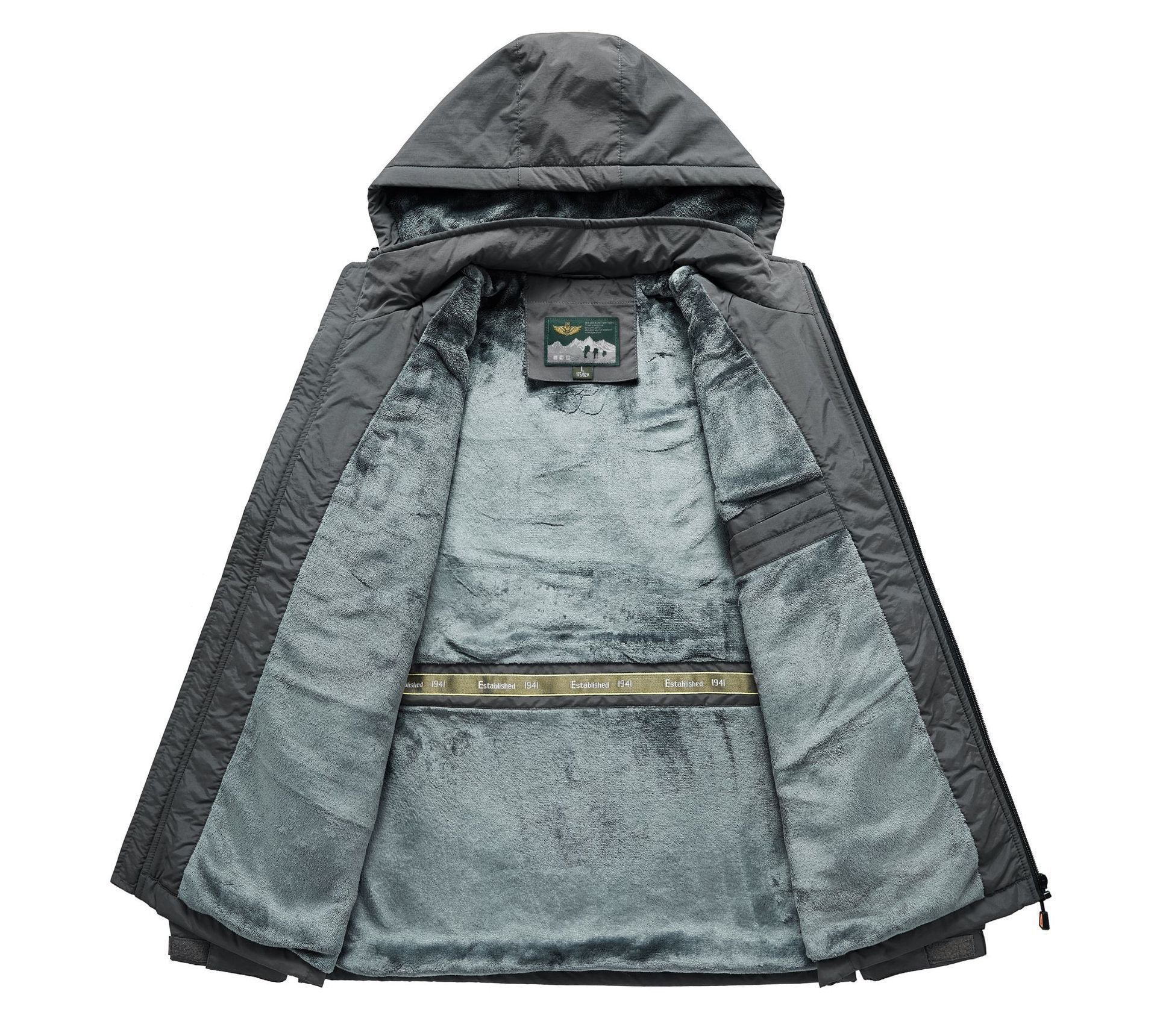 Men's technical outdoor jacket with warming teddy fleece lining and adjustable hood Chichicherry