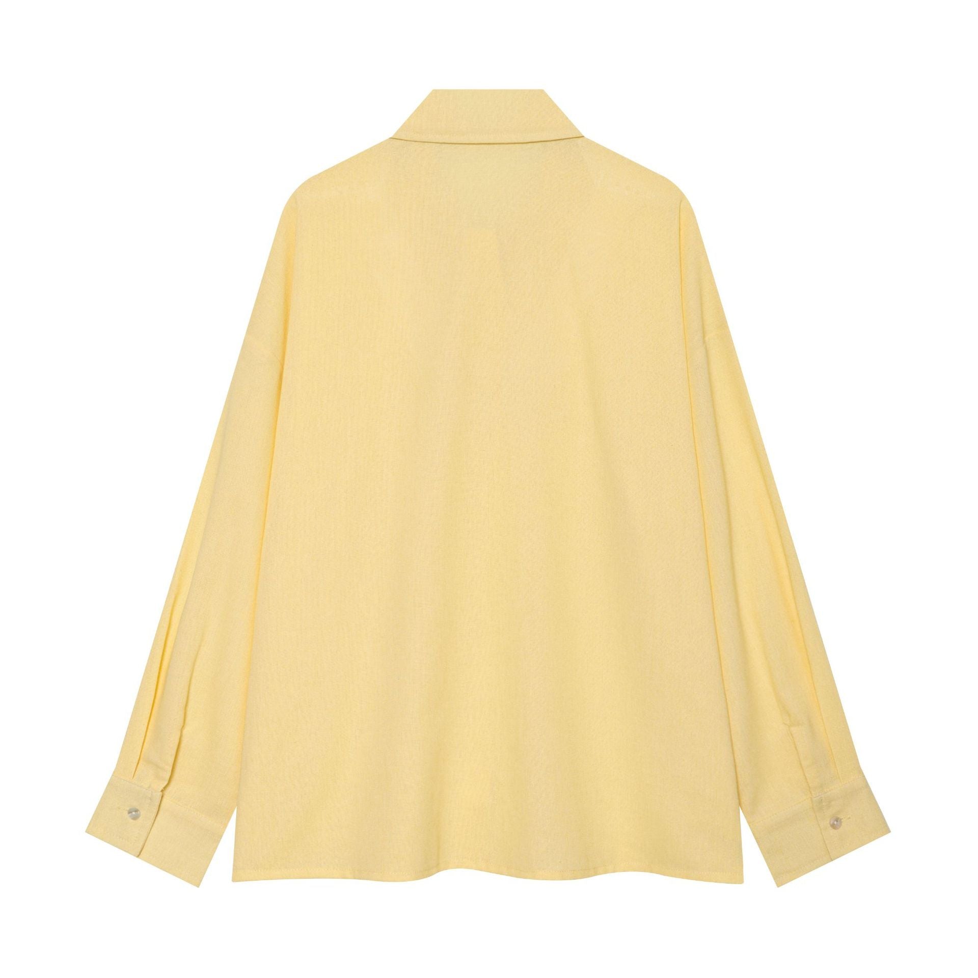 Women's Oversized Linen Look Shirt Blouse with Concealed Button Placket and Cuff Chichicherry