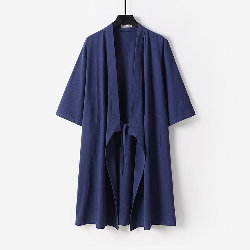 Unisex Oversize Kimono Coat made of cotton blend with tie belt and three-quarter sleeves Chichicherry