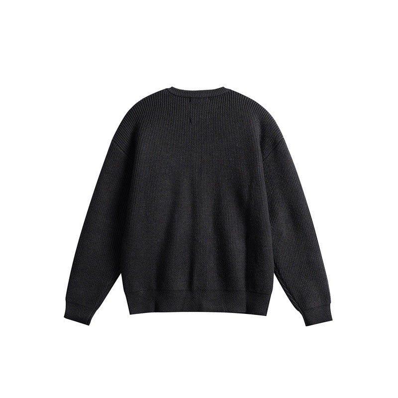 Women's Oversized Ribbed Knit Cardigan with Round Neck and Full Button Placket Chichicherry