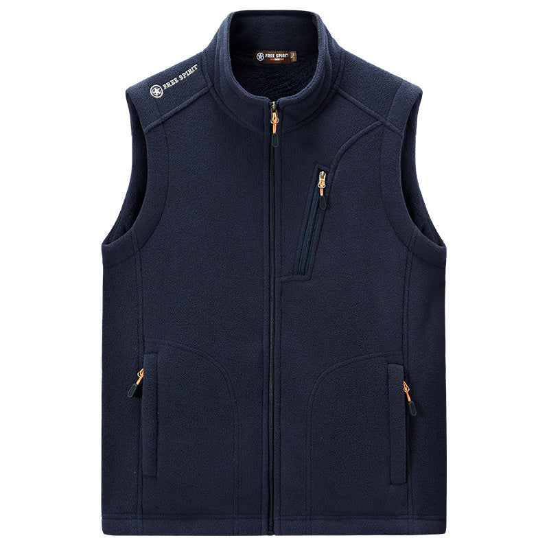 Men's fleece thermal vest with organizer chest pocket and wind-resistant structure Chichicherry