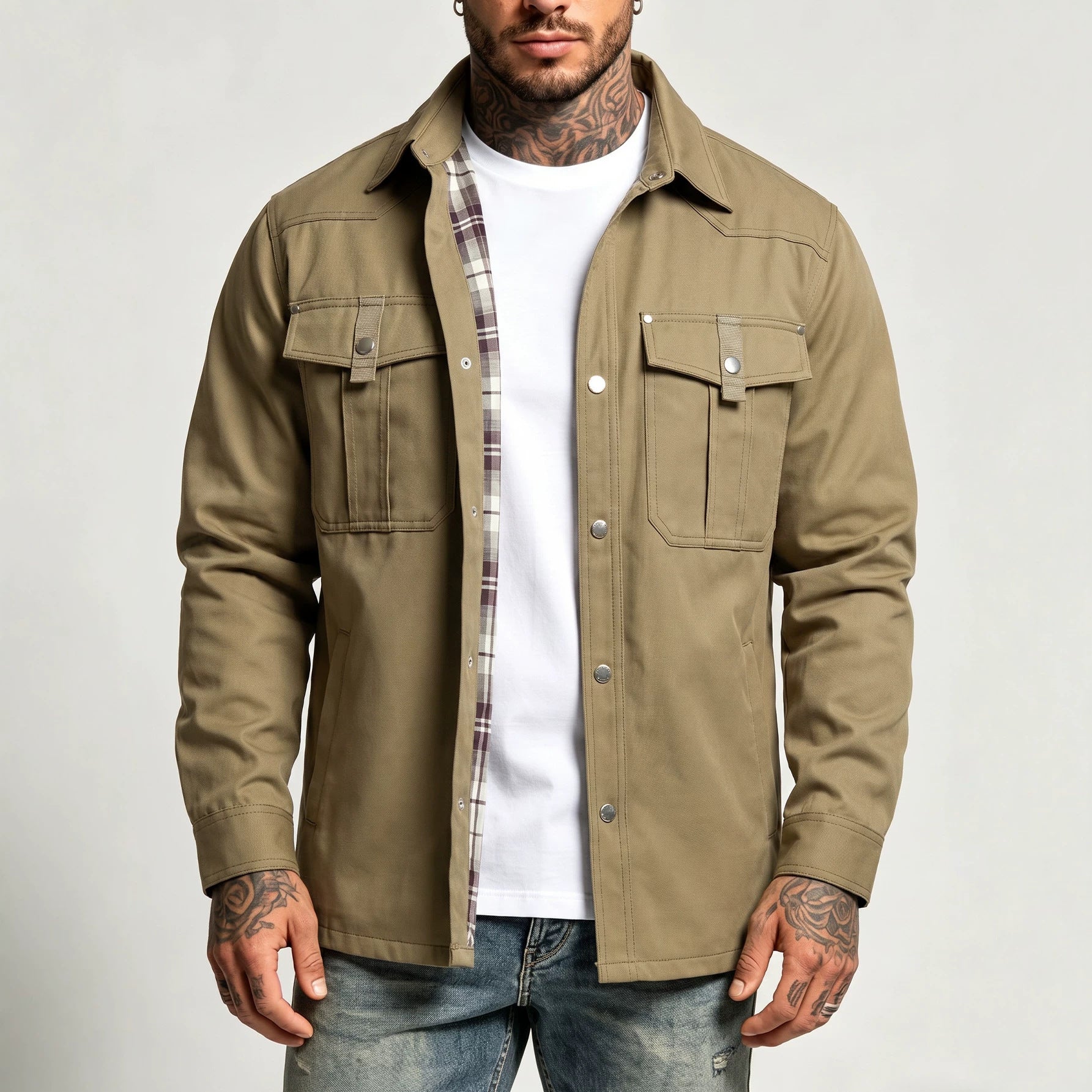 Men's Canvas Shirt Jacket Chichicherry