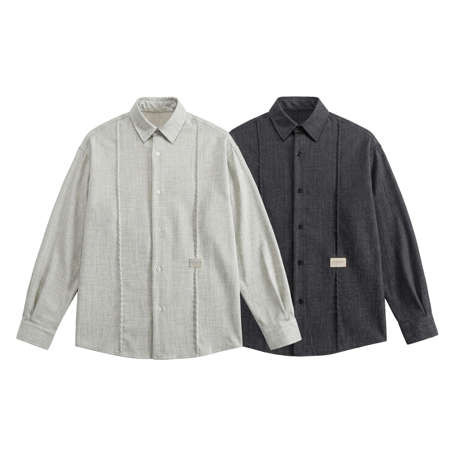 Men's Oversized Shirt Jacket in Light Denim Look with Visible Decorative Seams Chichicherry