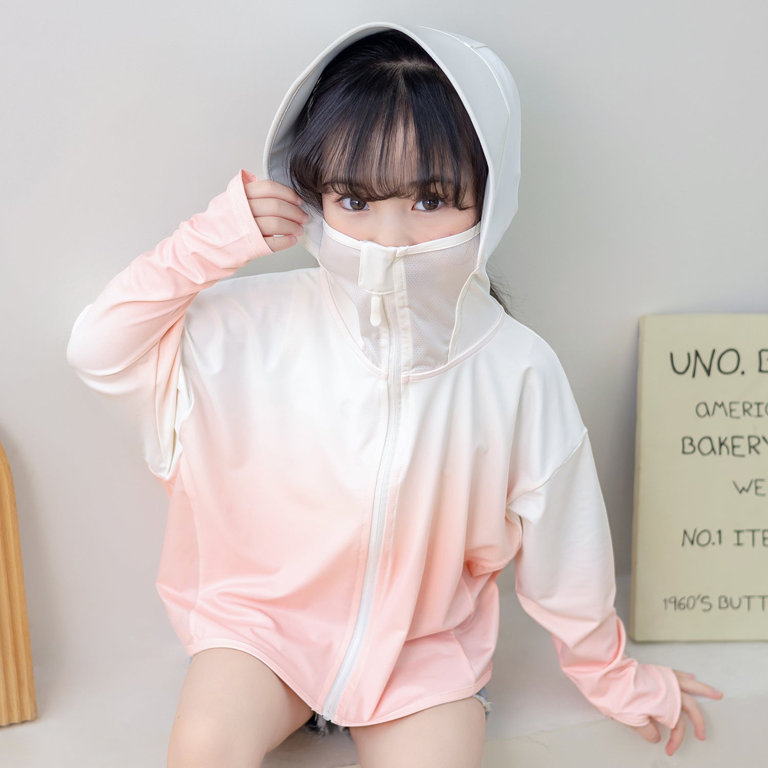 Women Lightweight Sports Jacket with Hood and Playful Animal Design Chichicherry