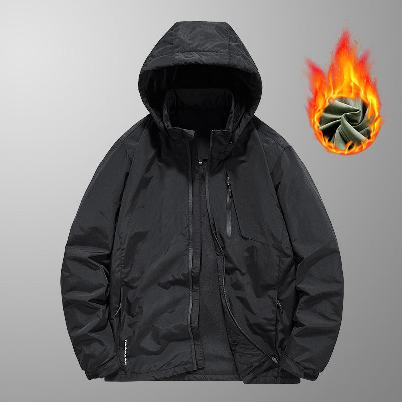 Men's water-repellent hooded field jacket with thermal lining and concealed zipper Chichicherry