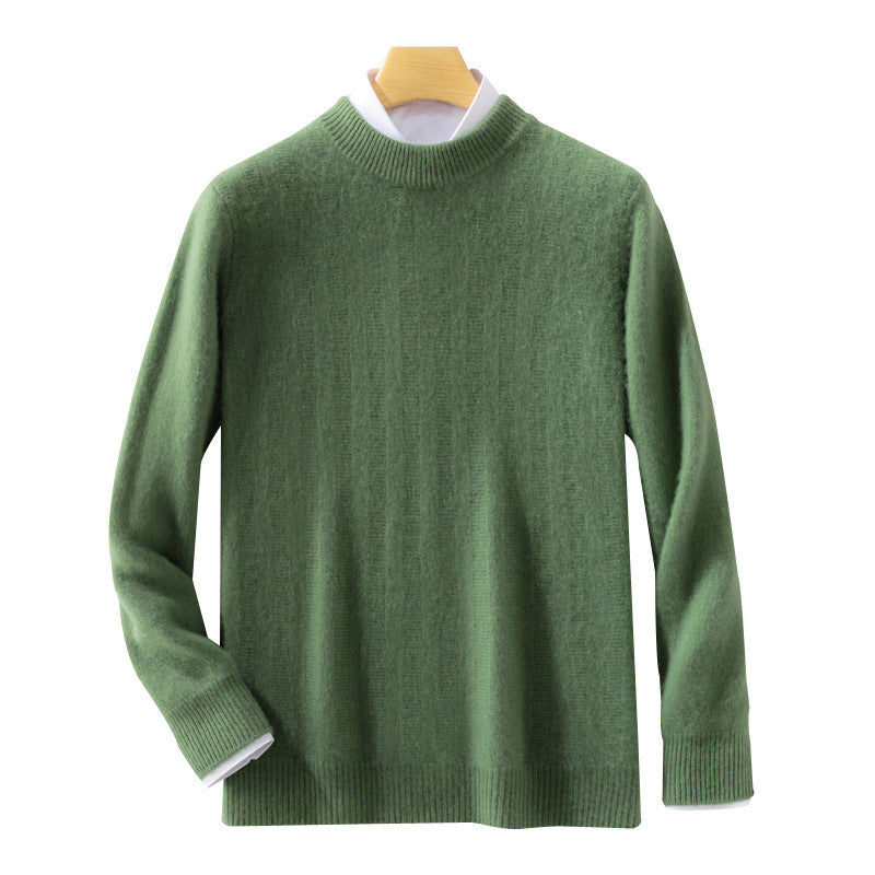 Men's fine knit pullover with a short stand-up collar, textured vertical ribbing, and slim fit Chichicherry