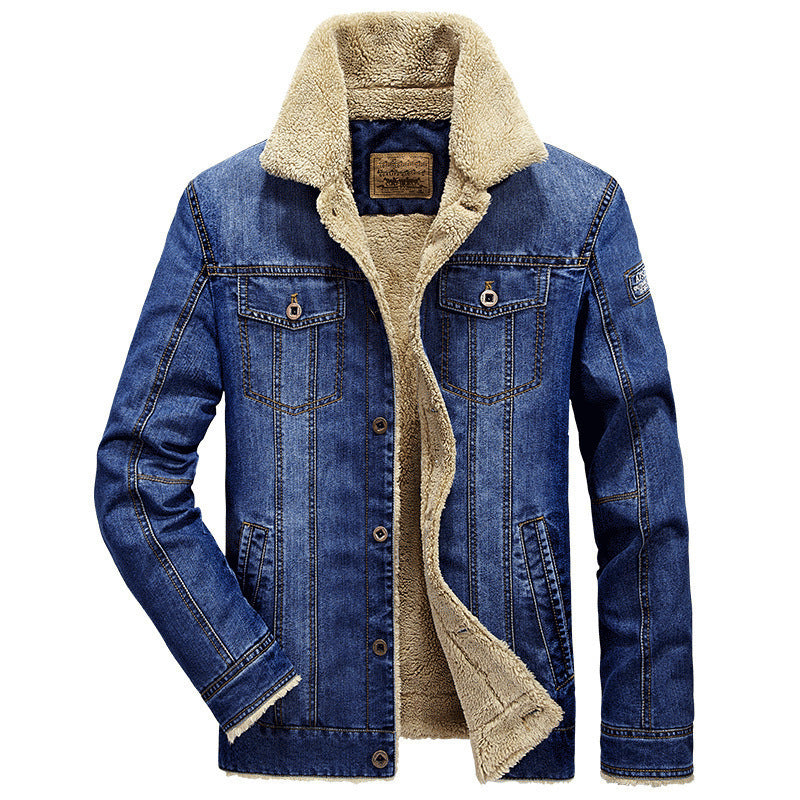 Men's Denim Jacket with Sherpa Lining and Warm Teddy Inner Layer Chichicherry