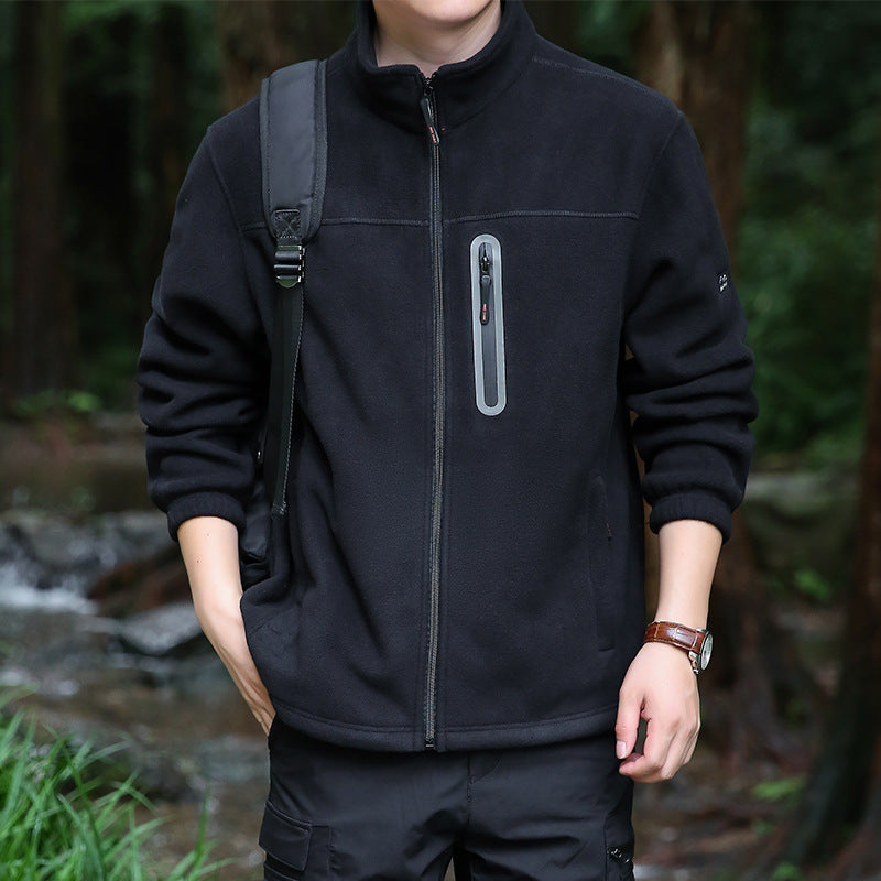 Men's fleece outdoor jacket with full zip, high collar, and water-repellent zip pocket Chichicherry
