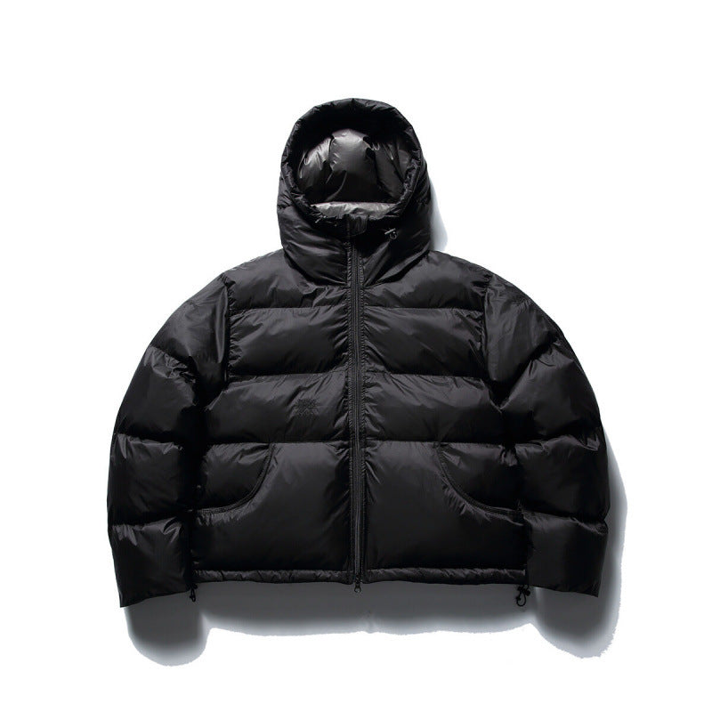 Unisex Short Boxy Puffer Jacket with Volume Hood, Water-Repellent Shell and Thermal Down Filling Chichicherry