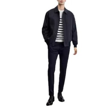 Men's light bomber jacket with shirt collar, concealed snap button placket, and elastic cuffs Chichicherry
