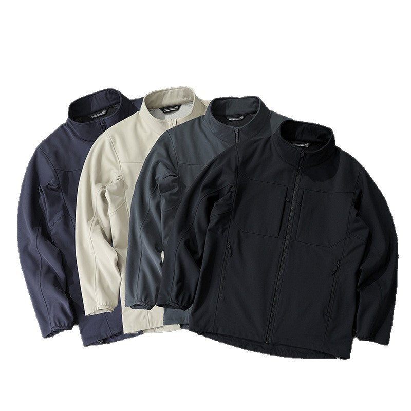 Men's Technical Softshell Jacket with Stand-Up Collar and Concealed Zip Pockets Chichicherry