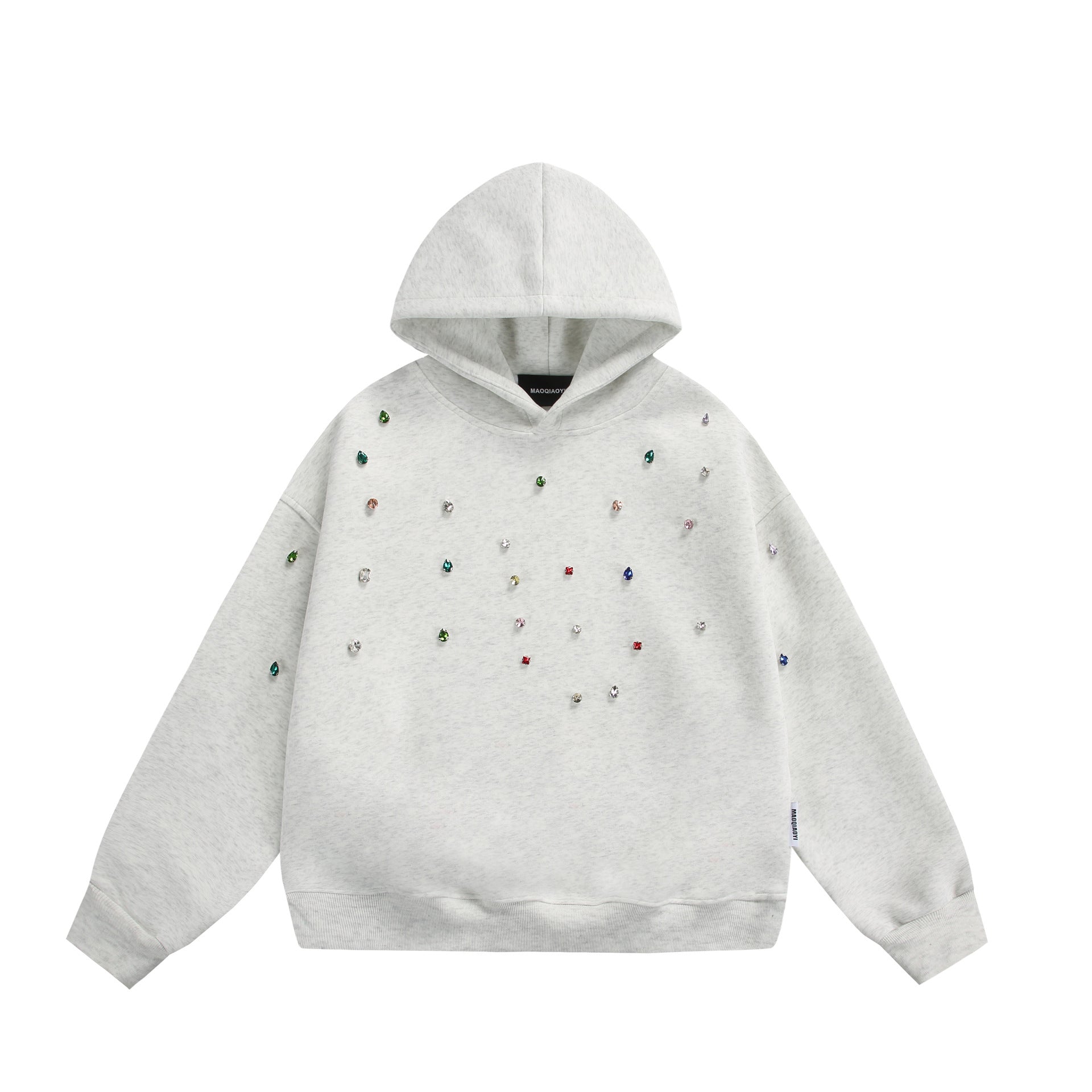 Women's Oversized Hoodie with Rhinestone Applications and Relaxed Fit Chichicherry