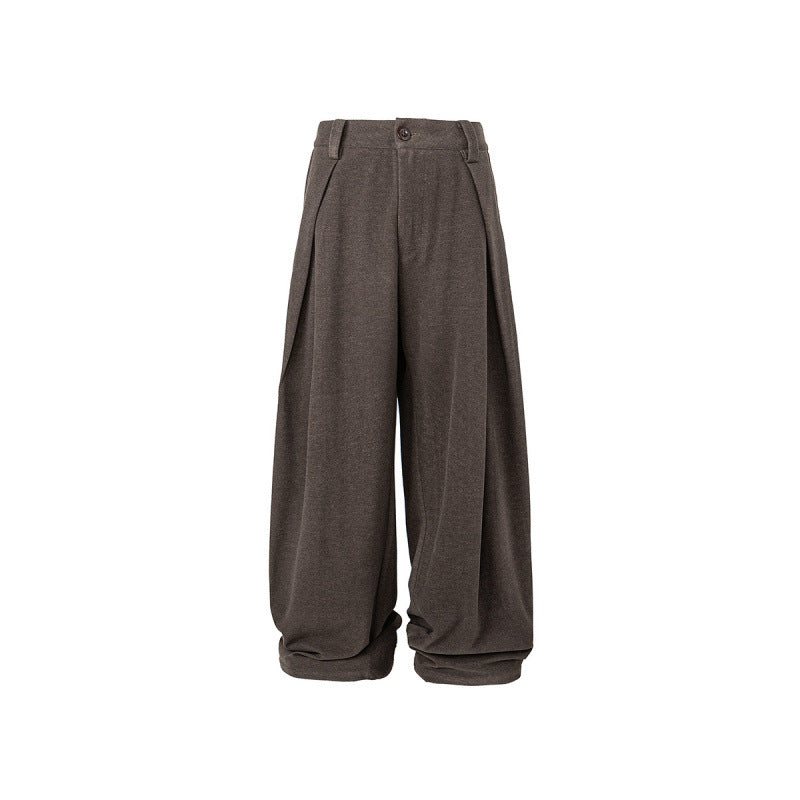 Women's Wide Palazzo Pants with High Waist, Pleats and Turned Hem Chichicherry