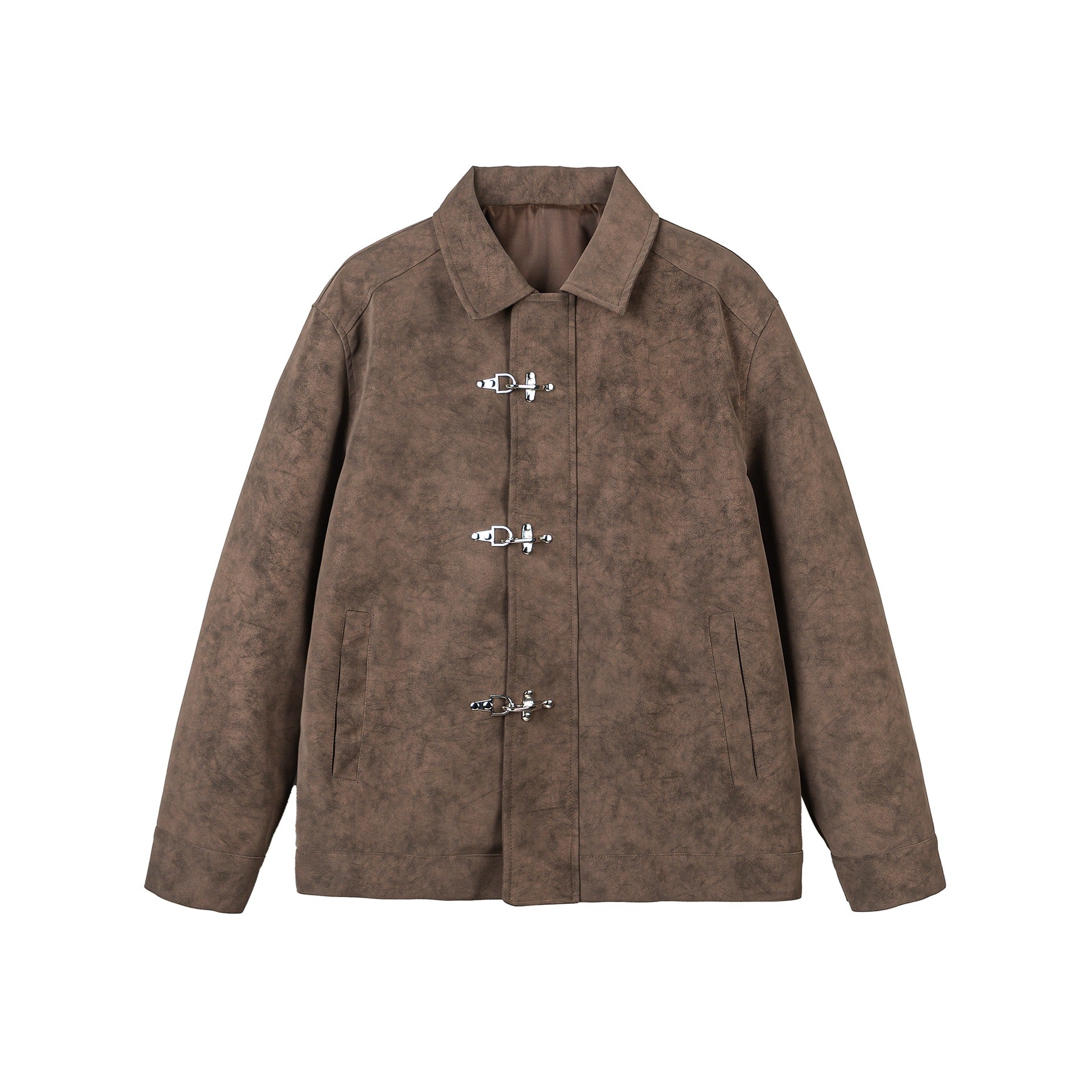 Unisex Short-cut Velours-look Jacket with decorative Metal Fasteners Chichicherry