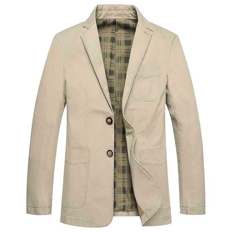 Men's casual canvas blazer with patch pockets and checked lining Chichicherry