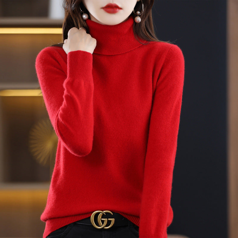 Women's slim fit turtleneck sweater made of cashmere-like fine knit with soft pile Chichicherry