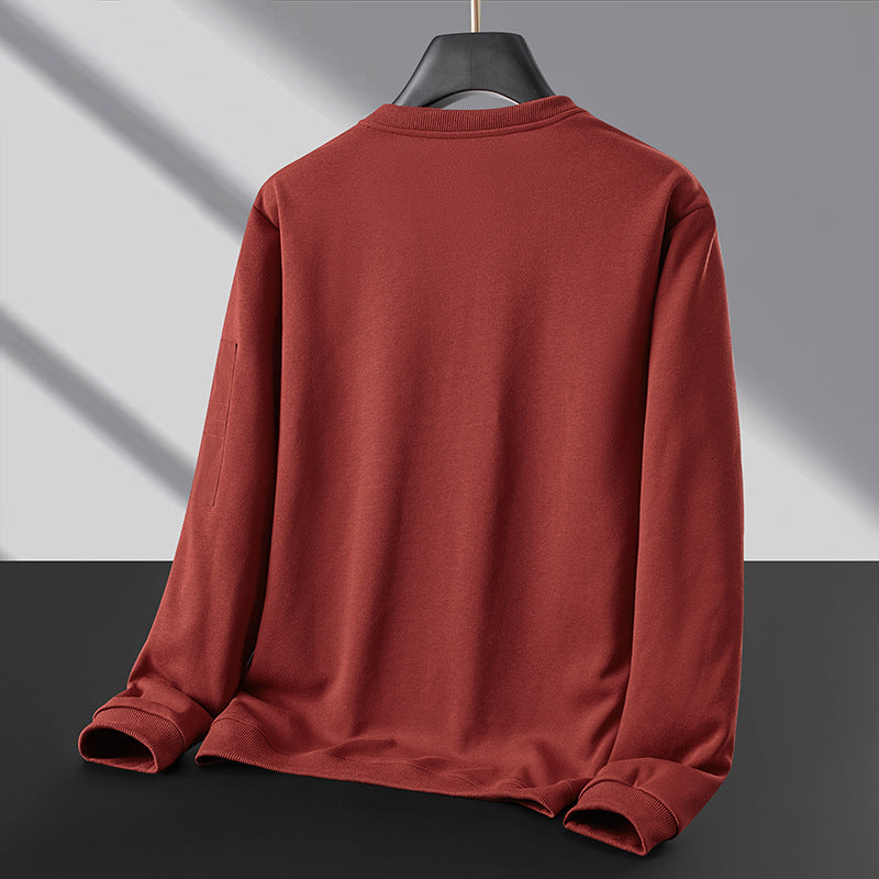 Men's Crew Neck Sweatshirt with Zip Arm Pocket and Functional Jersey Quality Chichicherry