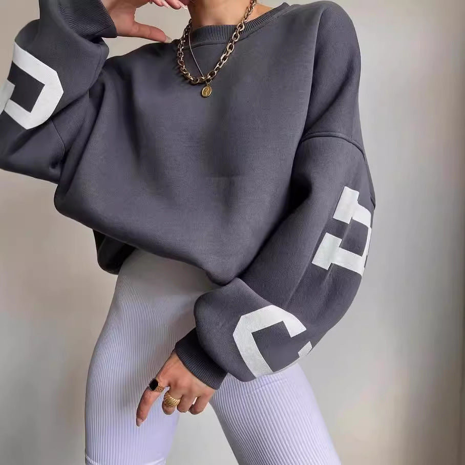 Damen Oversized Sweatshirt mit Blockprint-Ärmeln und weitem Drop-Shoulder-Schnitt Chichicherry