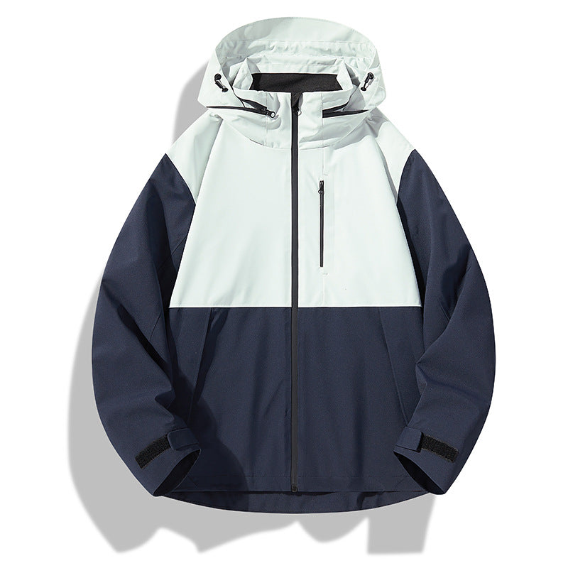 Men's Two-Layer Waterproof Outdoor Jacket with Hood, Welded Zippers and Contrast Panels Chichicherry
