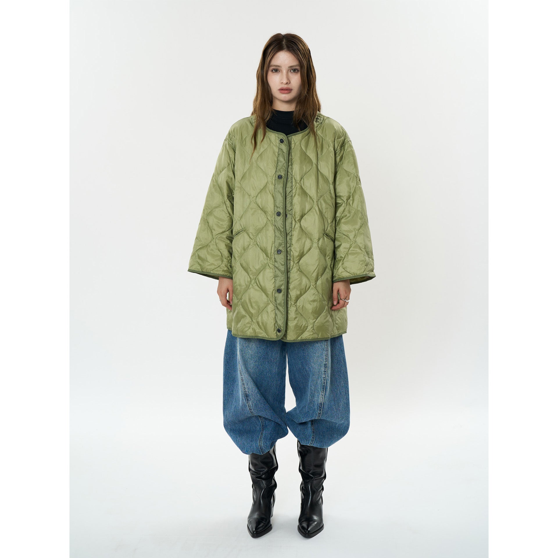 Women’s Long Parka Coat with Removable Teddy Collar and Quilted Inner Jacket Chichicherry