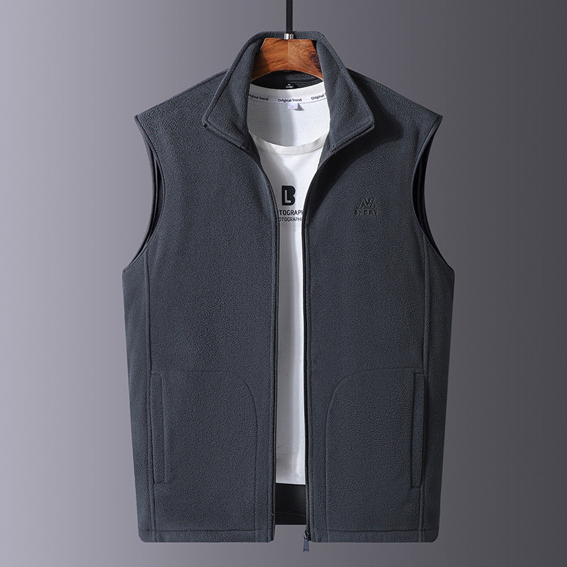 Men's Lightweight Microfleece Outdoor Vest with high collar and concealed zipper Chichicherry