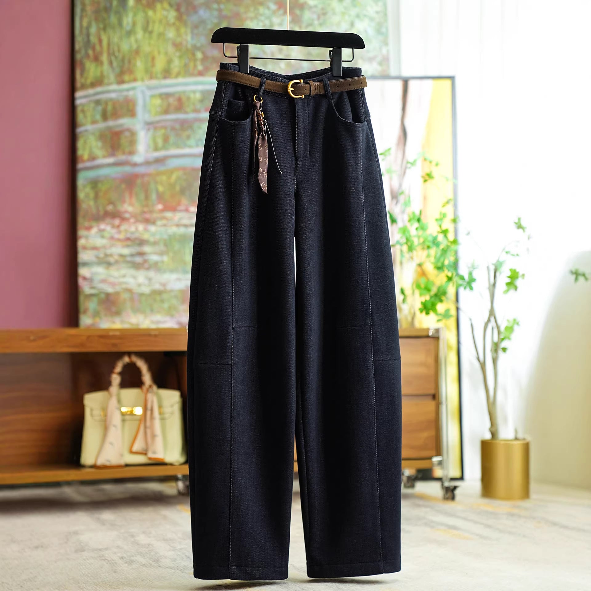 Women's Comfortable and Stylish Pants with Belt Chichicherry