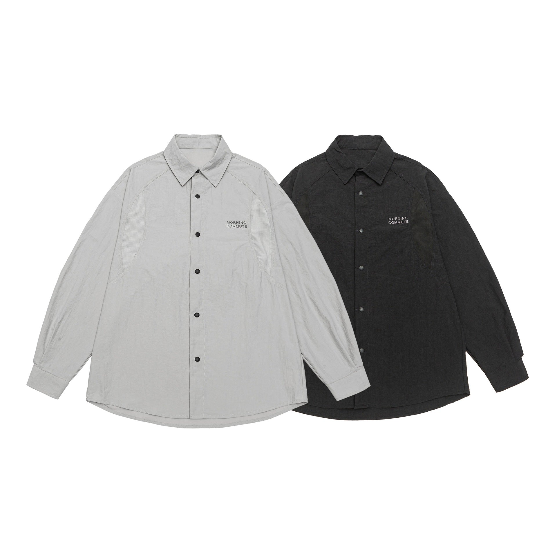 Unisex Light Overshirt in Coach Style with Shirt Collar and Chest Print Chichicherry