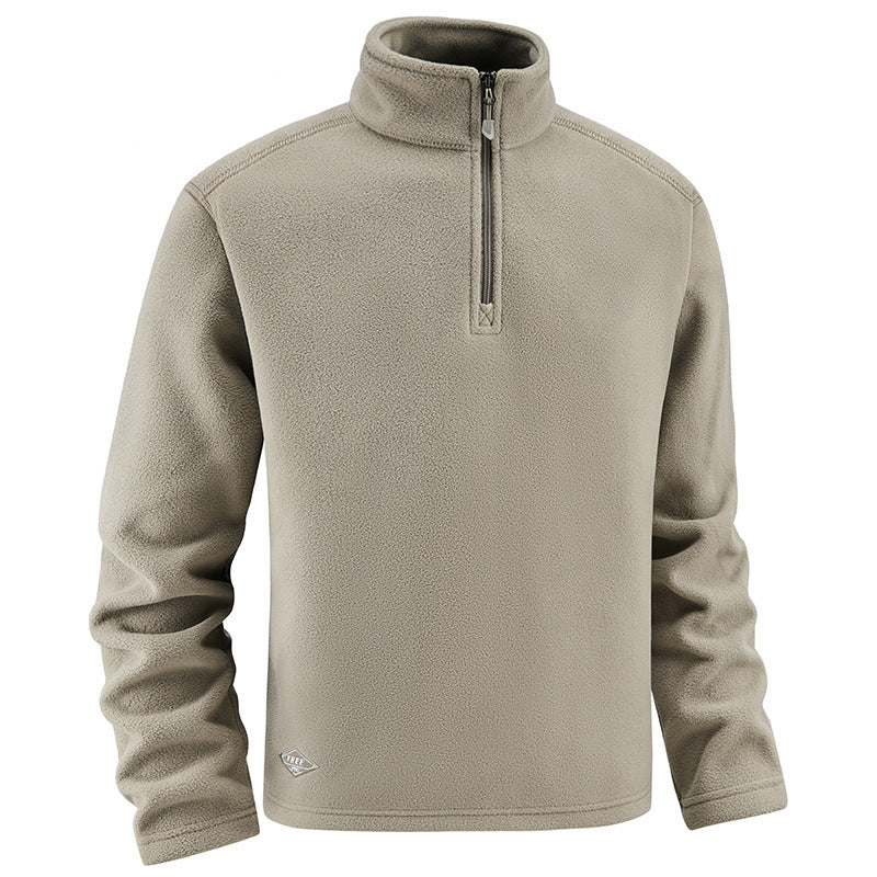 Men's fleece pullover with troyer collar and half zipper made of soft microfleece Chichicherry
