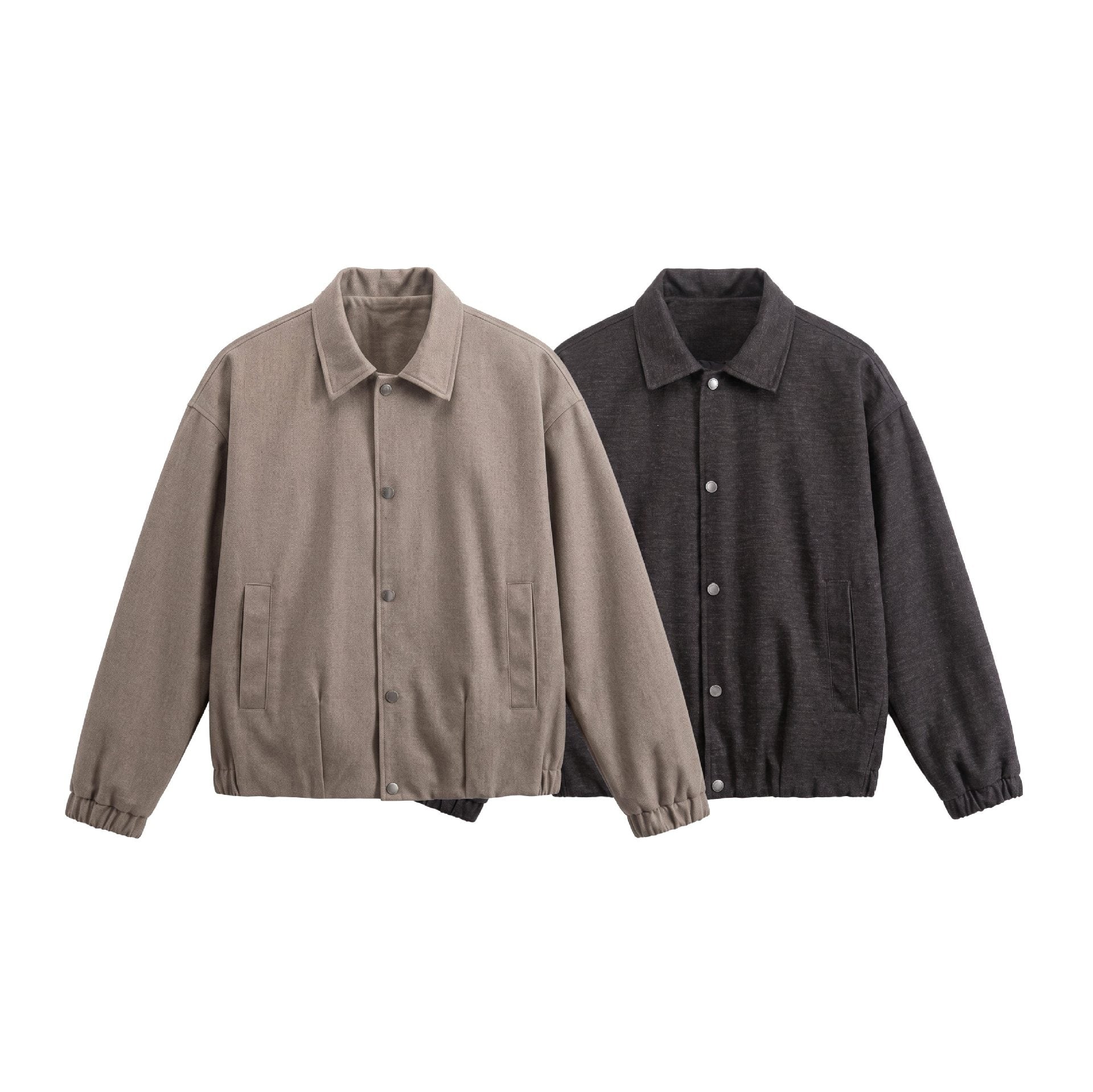 Men's short-cut wool blend blouson with concealed snap button placket Chichicherry
