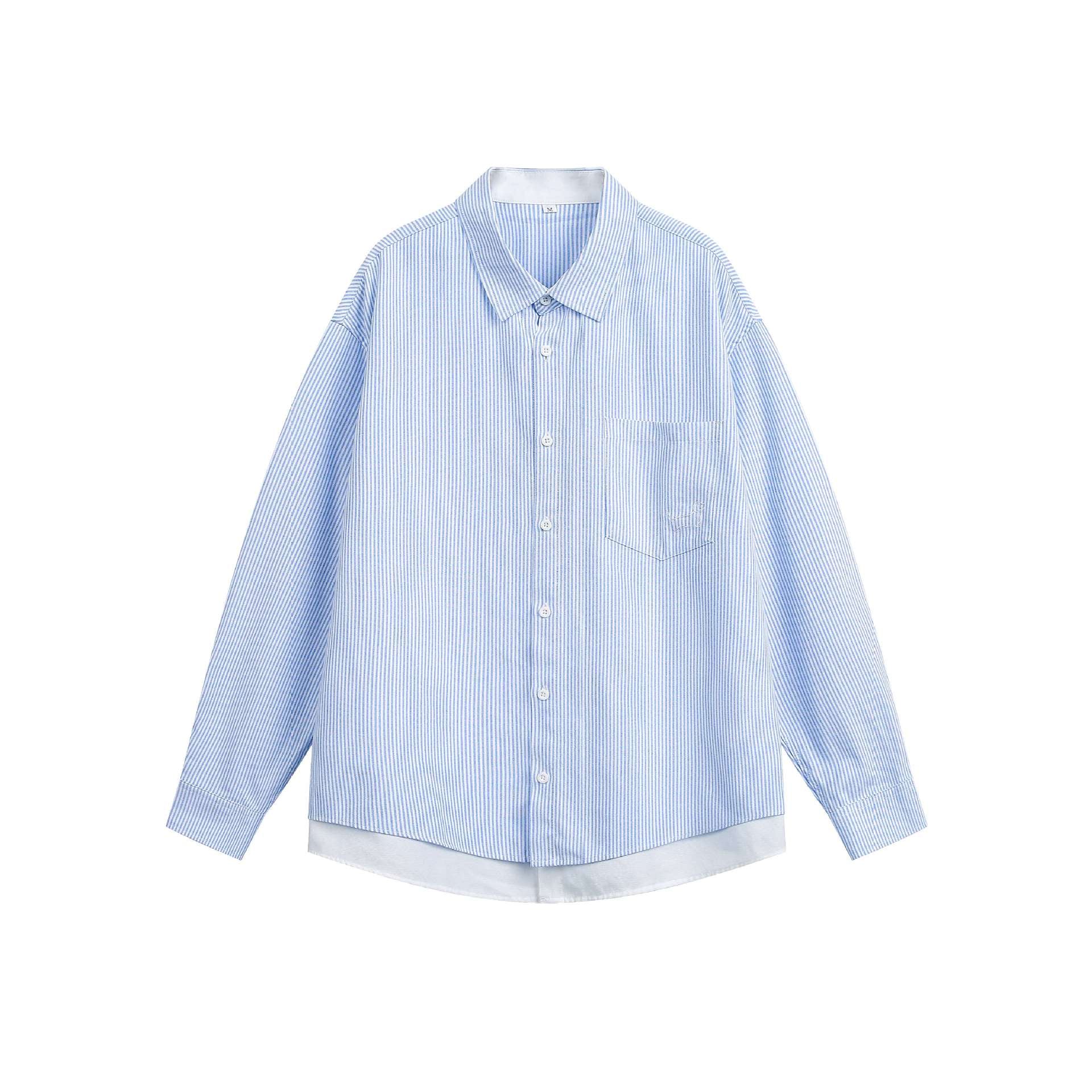 Unisex pinstripe relaxed shirt with boxy silhouette and chest pocket Chichicherry