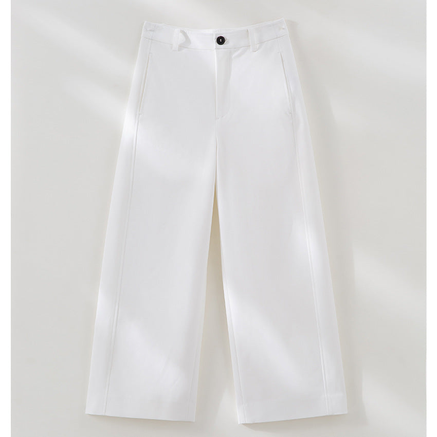 Women's Wide Culotte Pants with High Waist, Press Fold, and Straight Leg Chichicherry