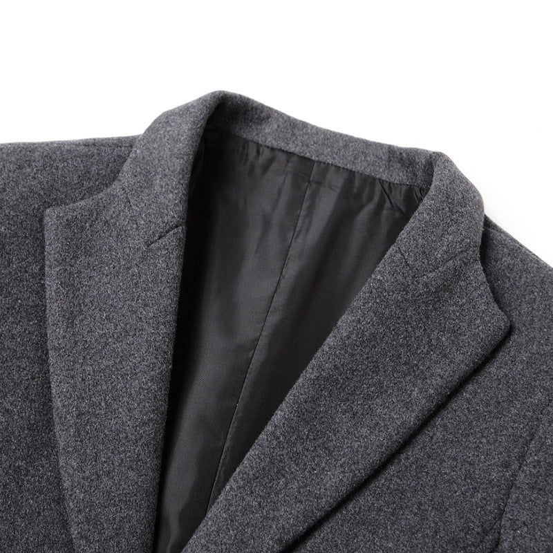 Men Tailored Wool Blend Coat with Notch Lapel and Two-Button Closure Chichicherry