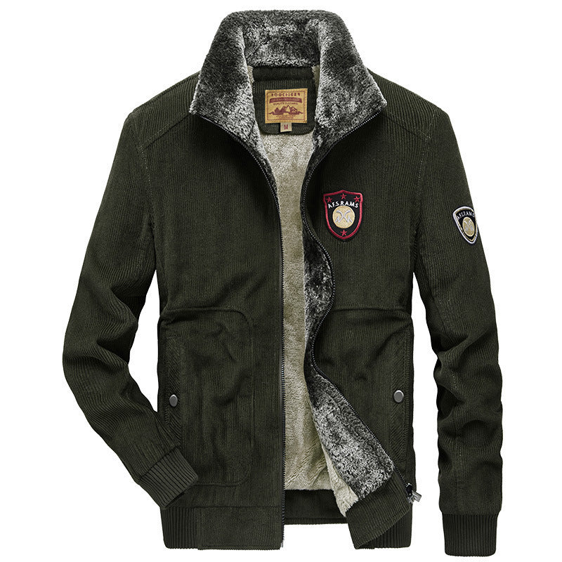 Men's cord jacket with warming teddy inner lining and badge details Chichicherry