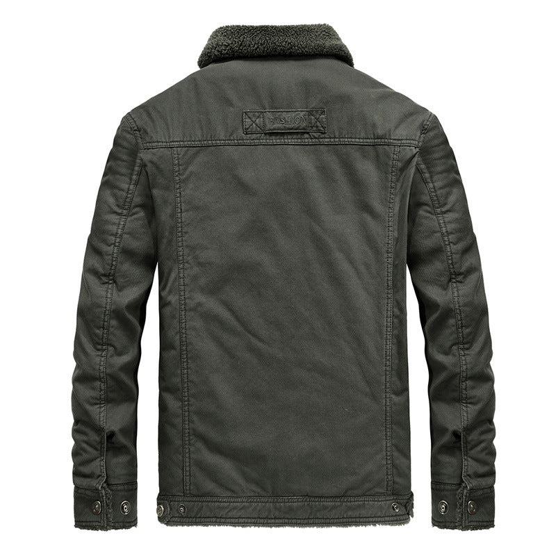 Men's warm padded canvas field jacket with Sherpa lining and utility pockets Chichicherry