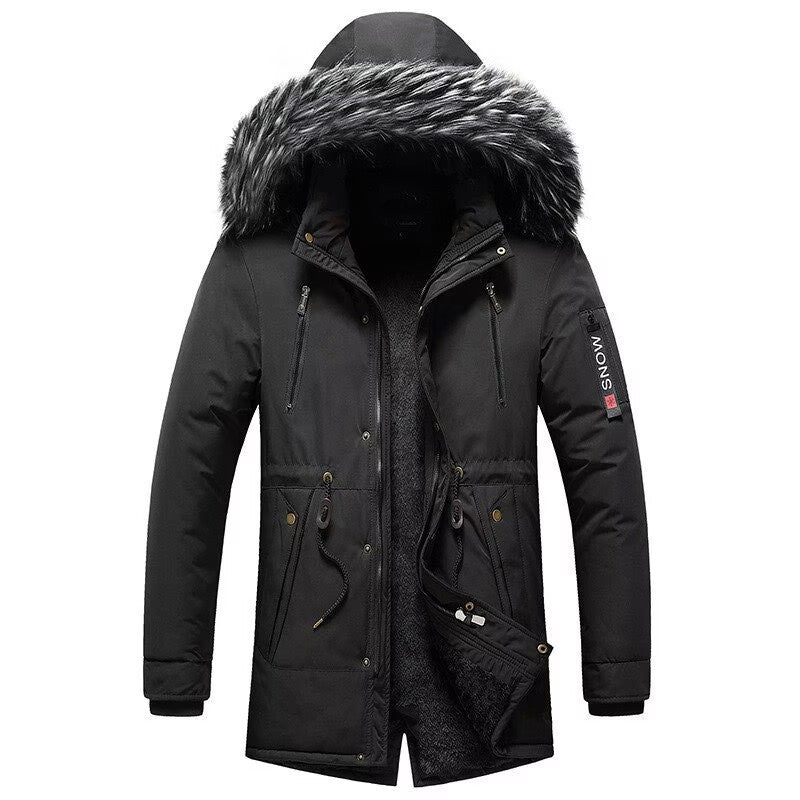Men's padded winter parka with hood and faux fur trim, water-repellent and thermal insulated Chichicherry