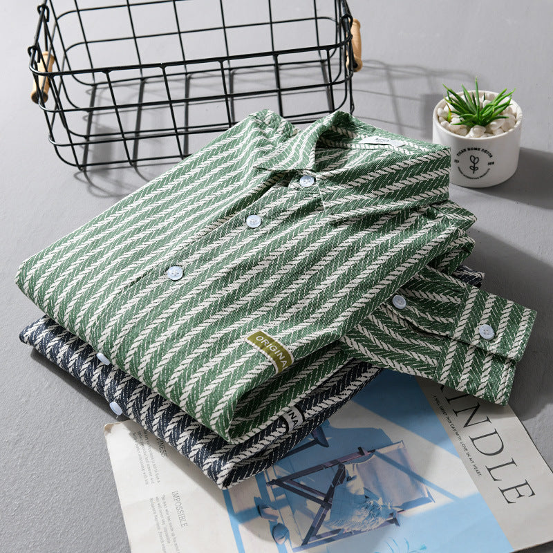 Men's Textured Shirt Jacket Overshirt with Diagonal Herringbone Structure Chichicherry