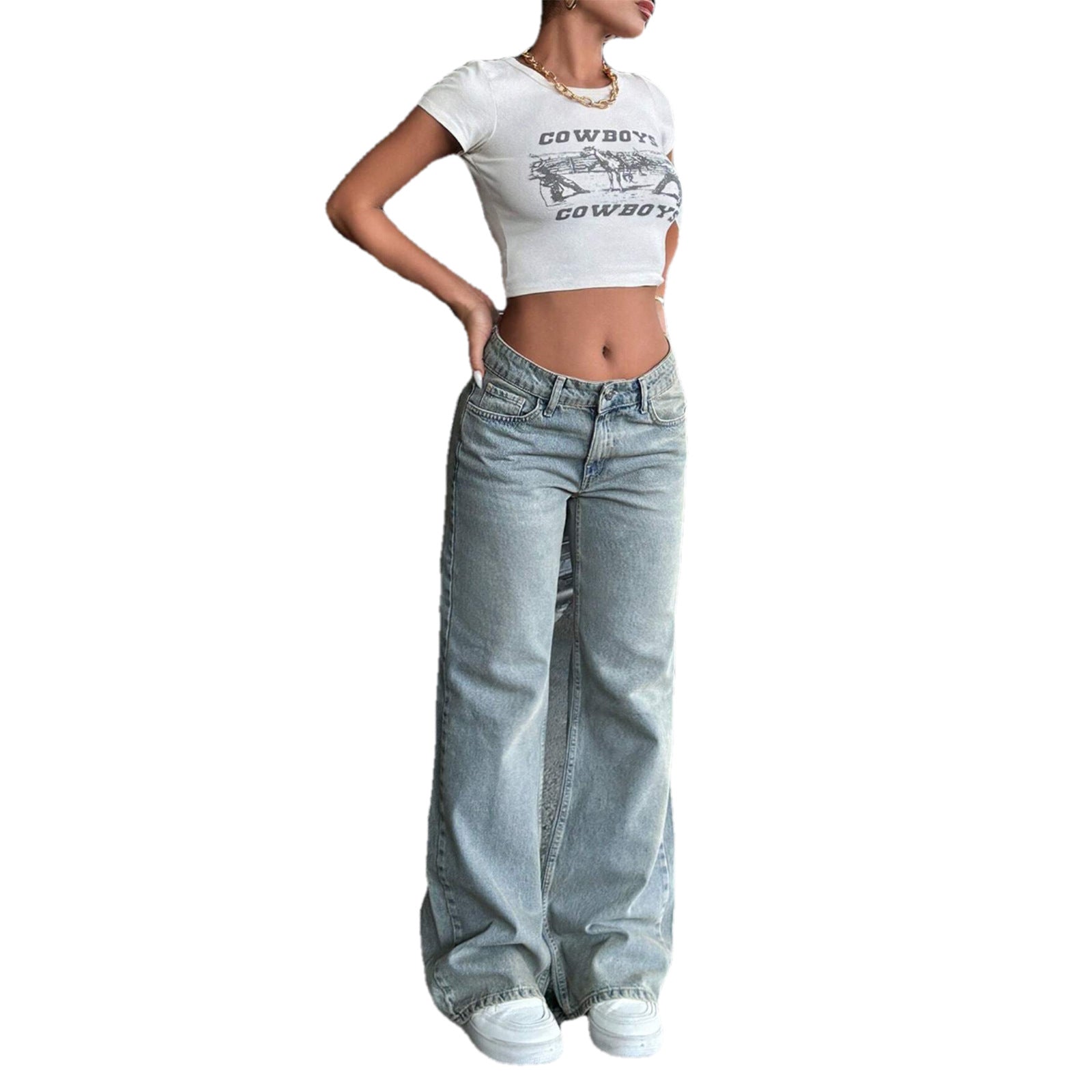 Women low-rise wide flared jeans made of vintage denim Chichicherry