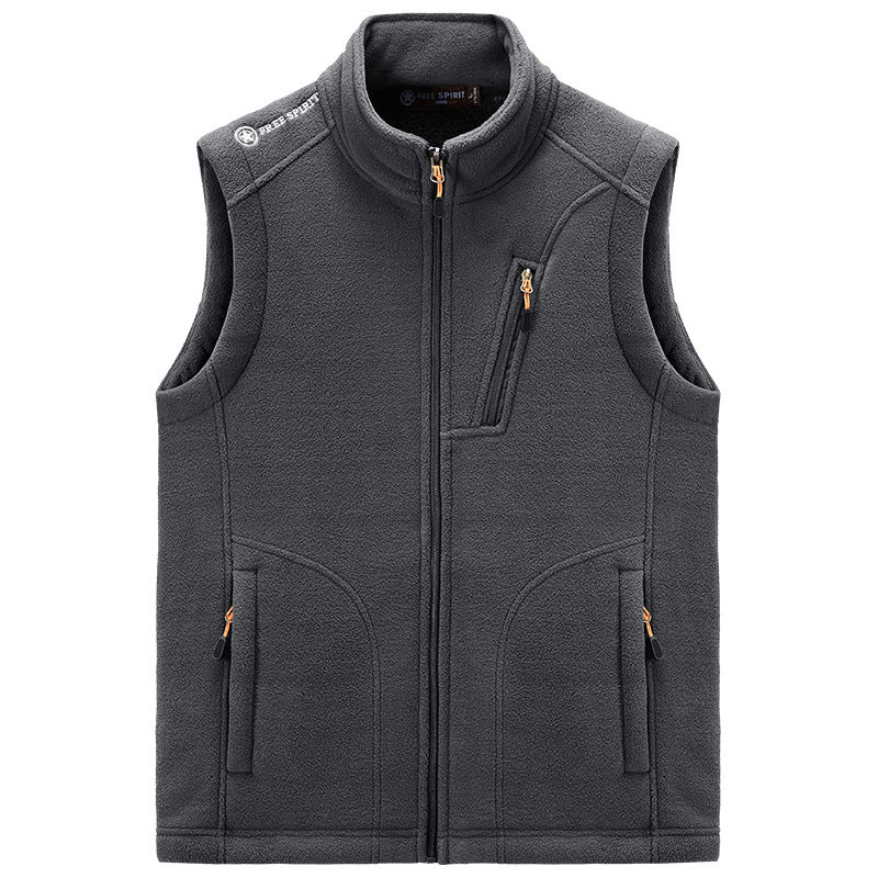 Men's fleece thermal vest with organizer chest pocket and wind-resistant structure Chichicherry