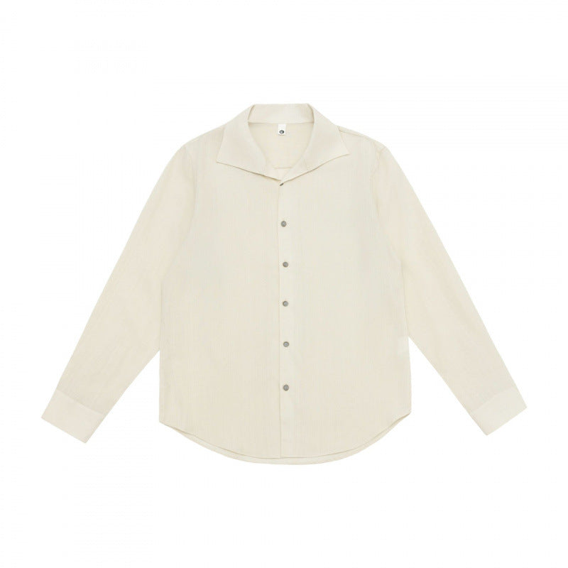 Men's Lightweight Long Sleeve Shirt with Open Lapel Collar and Boxy Cut Chichicherry