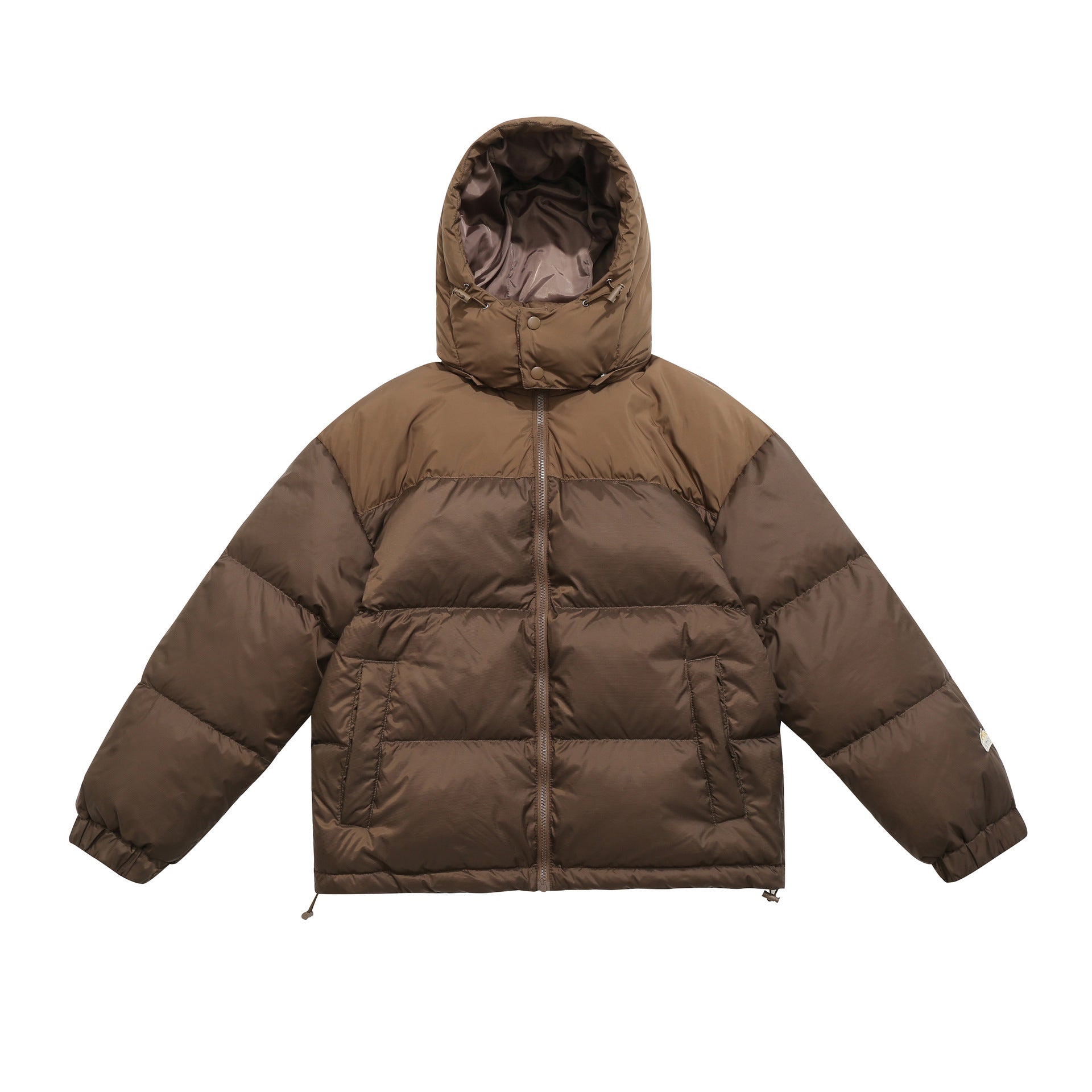Men's Short Boxy Padded Jacket with High Hood, Drawstring and Elastic Sleeve Cuffs Chichicherry