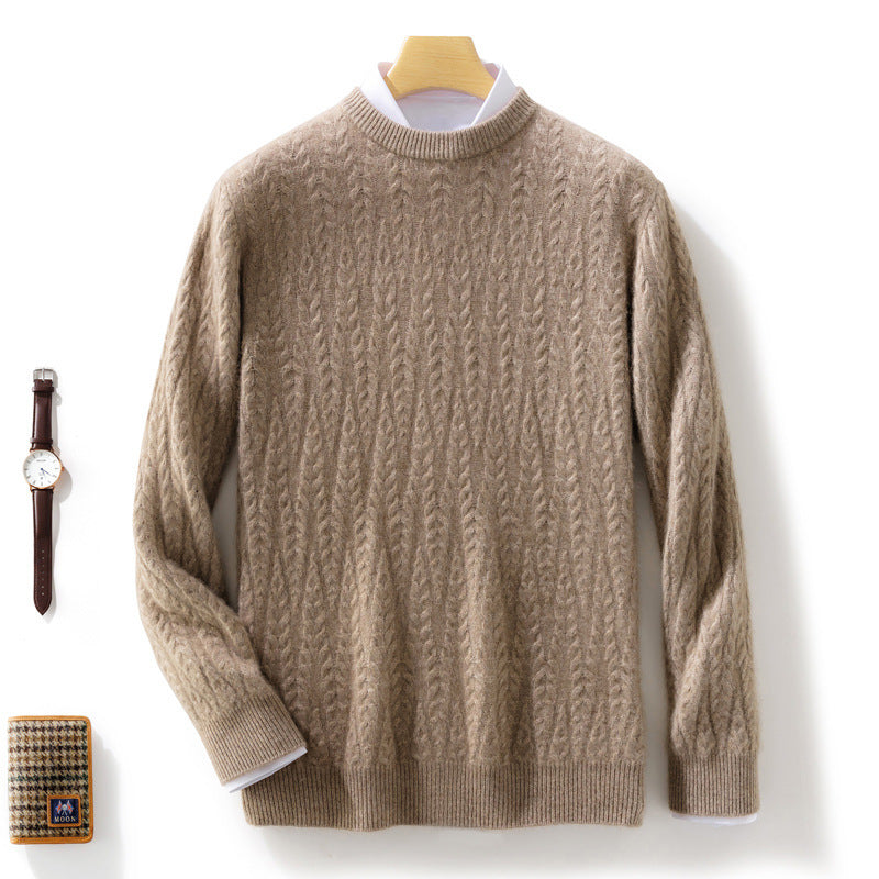 Men's premium cable knit sweater with round neck and merino blend Chichicherry