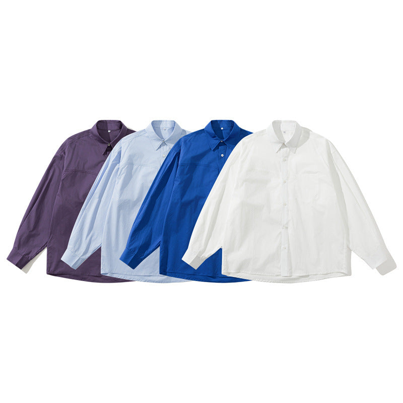 Unisex Lightweight Oversize Shirt in Boxy Cut with Chest Pocket and Rounded Hem Chichicherry
