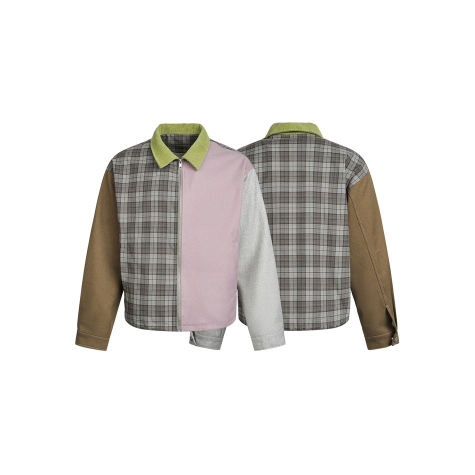 Women's Patchwork Blouson Jacket in Boxy Cut with Cord Collar Chichicherry
