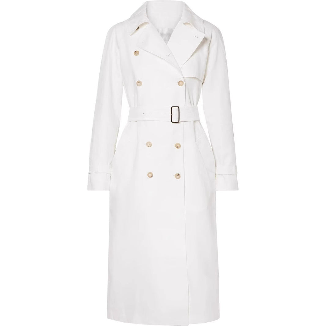 Women's Mid-Length Single-Breasted Trench Coat with Storm Flap and Adjustable Cuffs Chichicherry