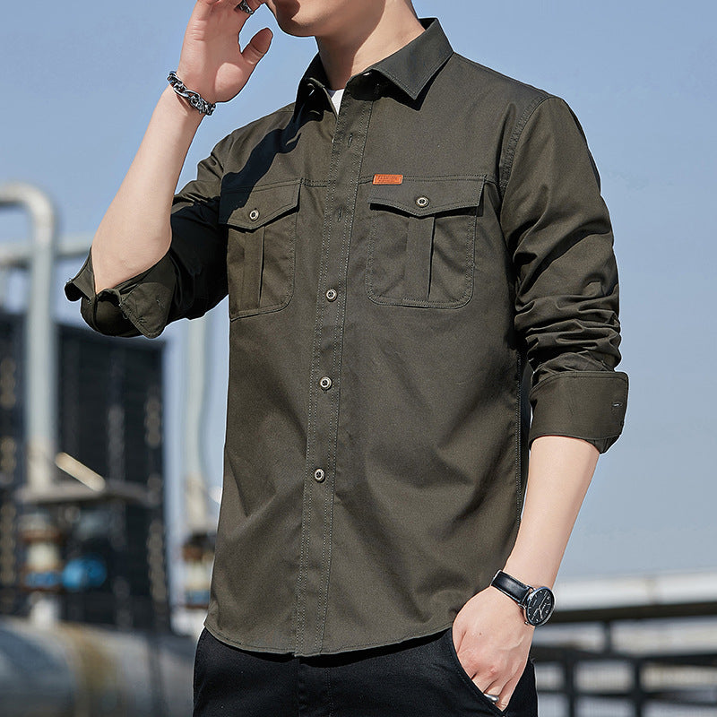 Men's lightweight utility overshirt made of cotton canvas with chest flap pockets Chichicherry