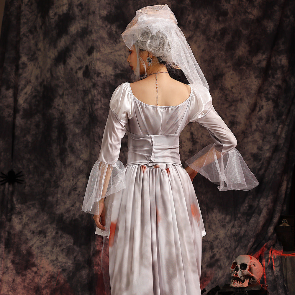 Men's Creepy Ghost Costume with Stylish Hat and Torn Details Chichicherry