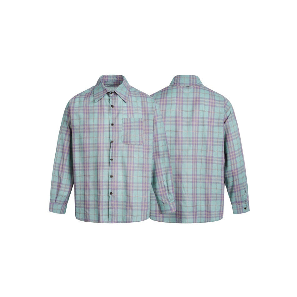Unisex Boxy Check Shirt made of soft flannel with dropped shoulder and patch chest pocket Chichicherry