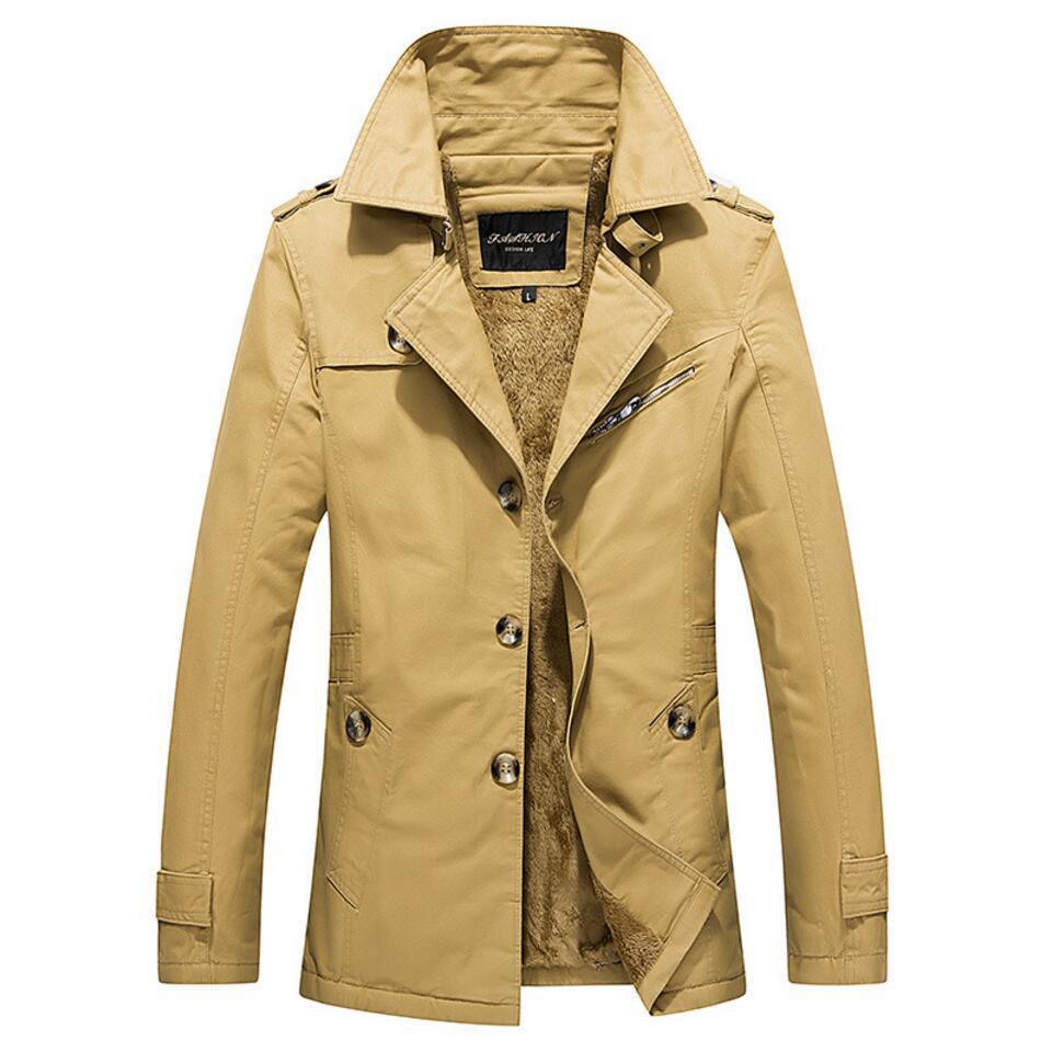 Men's short coat with teddy fleece lining, stand-up collar and double-breasted button placket Chichicherry