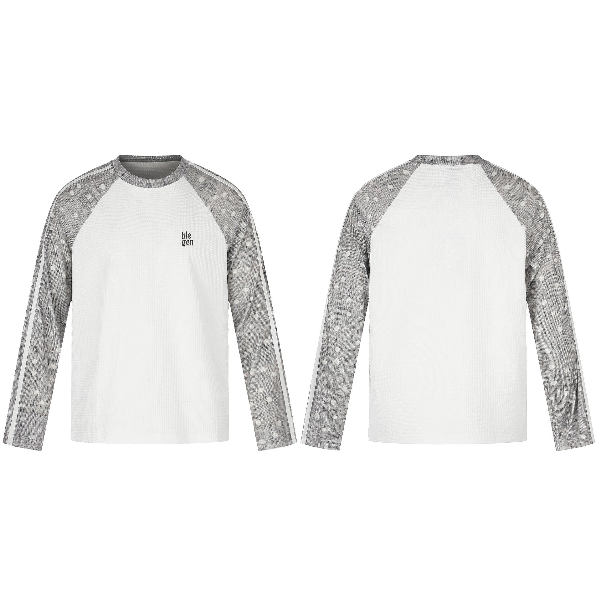 Unisex waffle texture sweatshirt with transparent contrast sleeves, raglan and side stripes Chichicherry