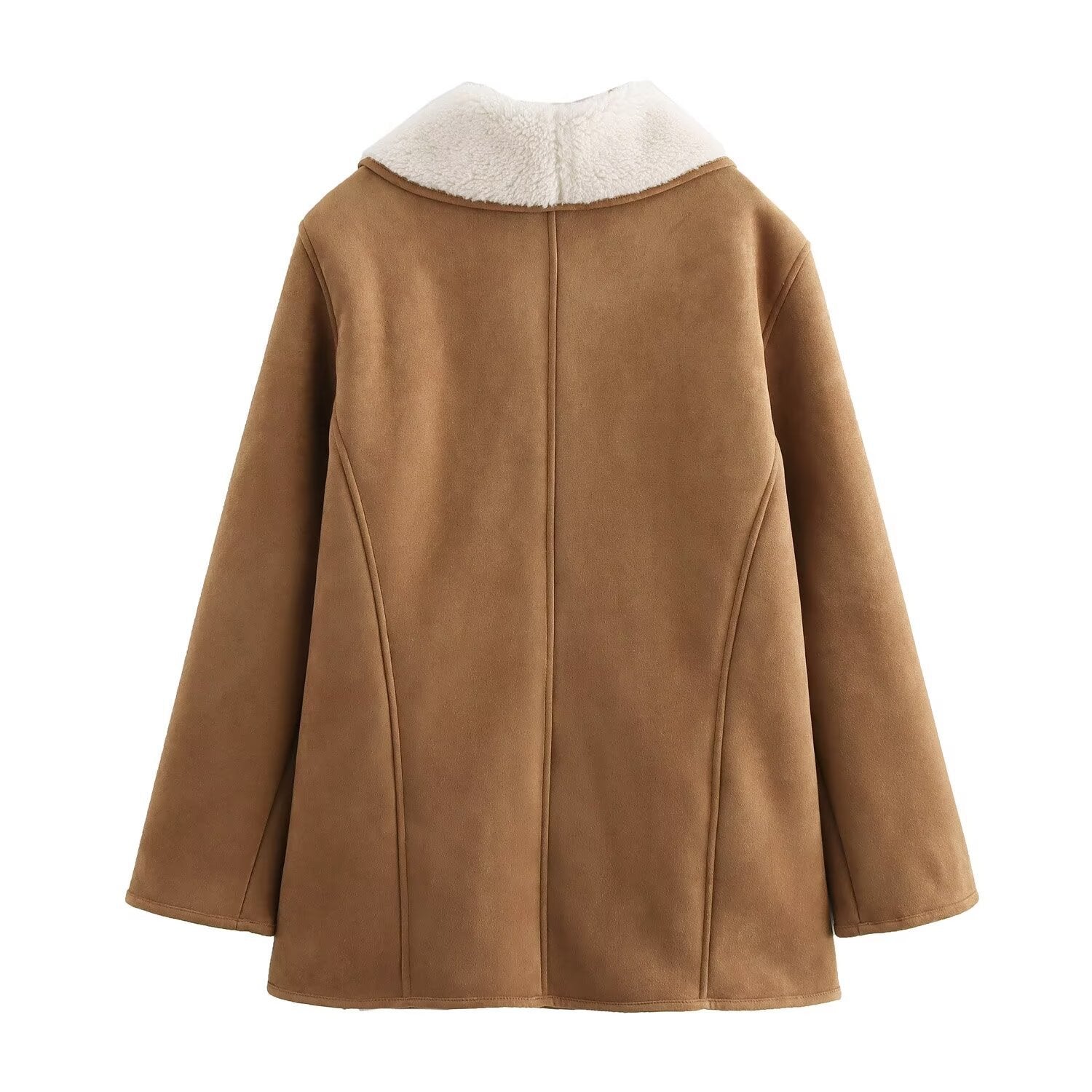Ladies short coat in velour look with teddy lining and shawl collar Chichicherry